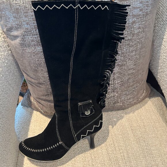Naughty Monkey Suede Fringe  Boots – Size 6.5 – Black – Boho/Western Chic - Picture 5 of 5